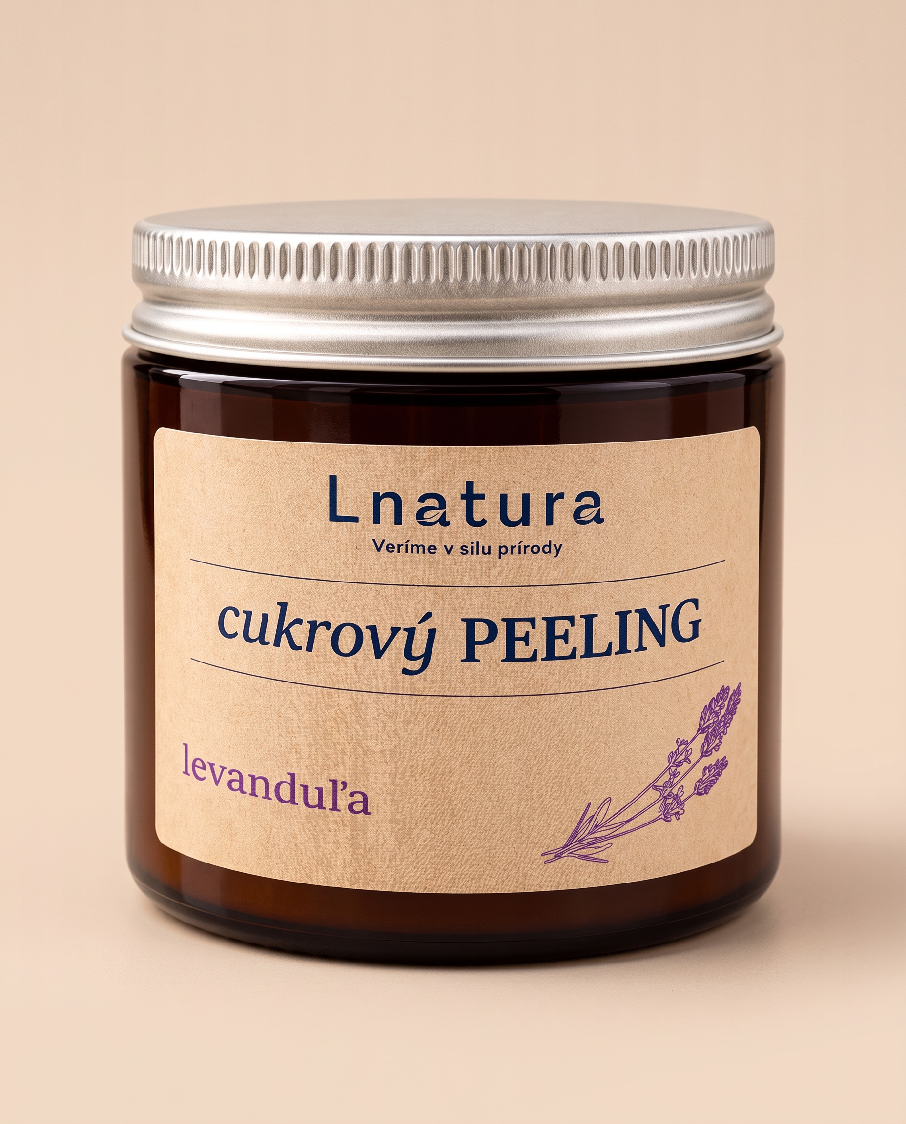 Cukrový peeling Levanduľa Levanduľový cukrový peeling Lnatura na tvár, pery a telo